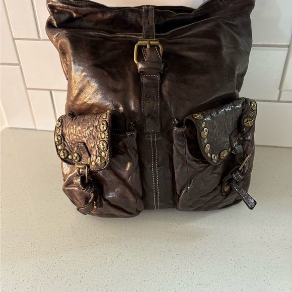 Luxurious Dark Brown Leather Women's Backpack - Picture 1 of 9